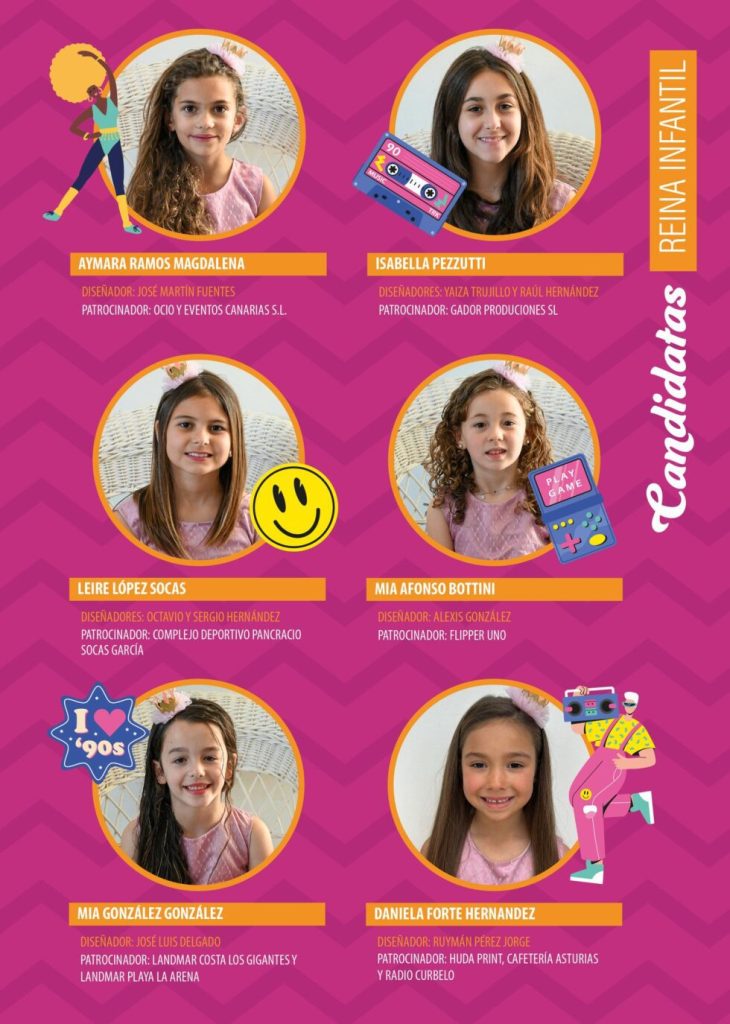 Candidatas infantiles del Carnaval de Los Gigantes.