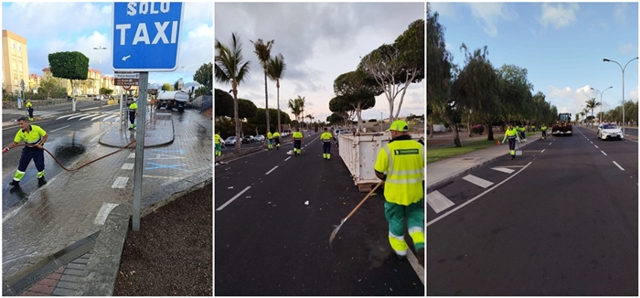 Limpieza del carnaval de Maspalomas.